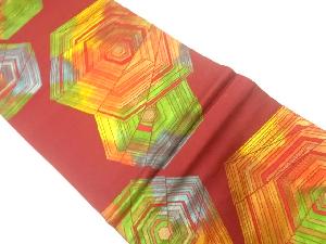 アンティーク　変わり亀甲模様織出し袋帯